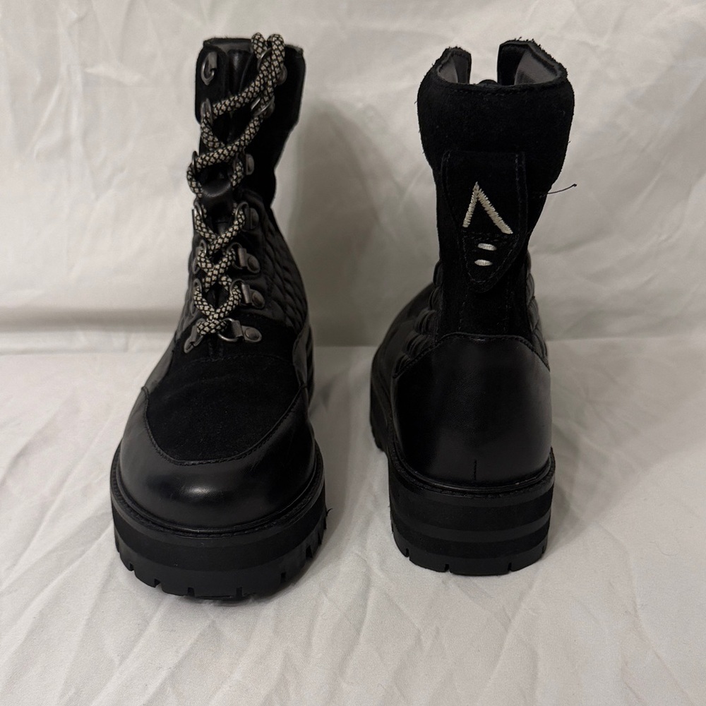 Black Quilted Combat Boots - Picture 5 of 12
